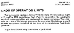 C172N kinds of operations